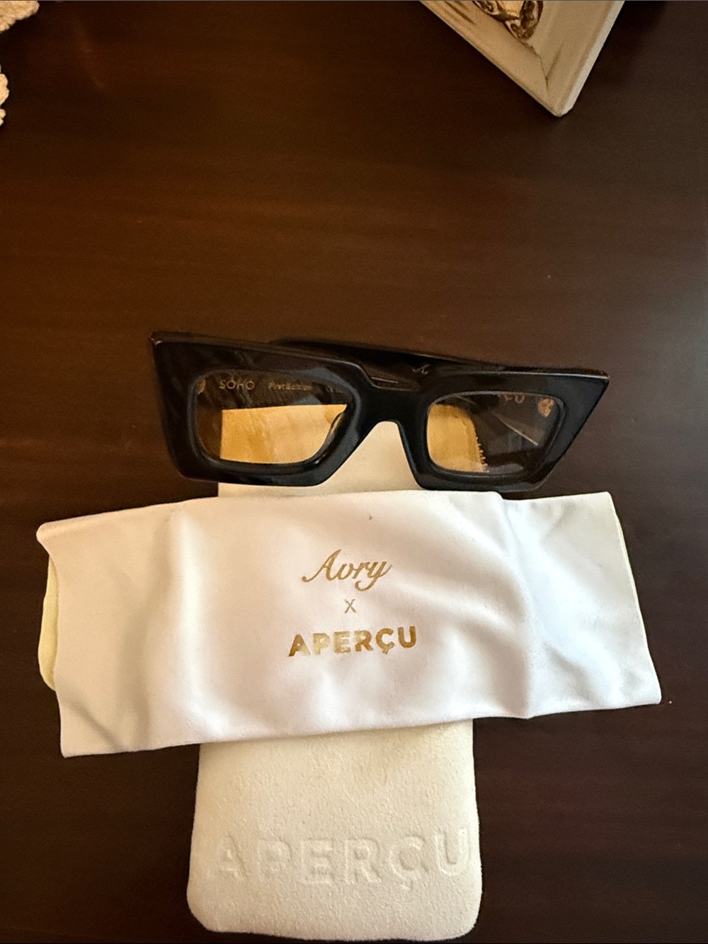 Aperçu x Avry Black Rectangular Sunglasses
